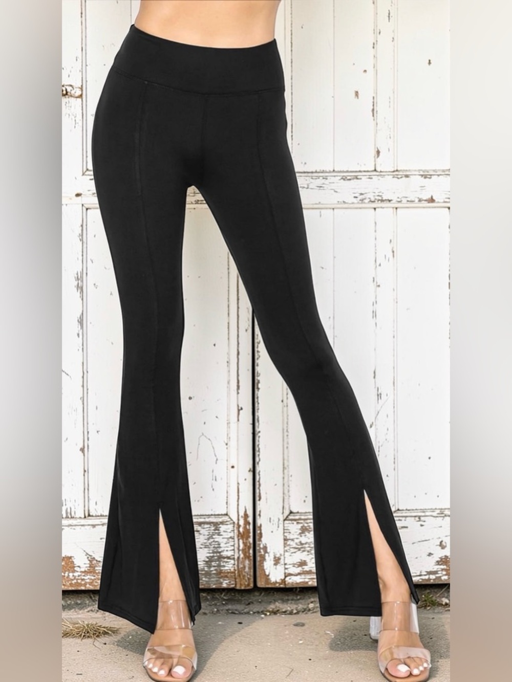 Amazon Black Split-Hem Flared Leggings